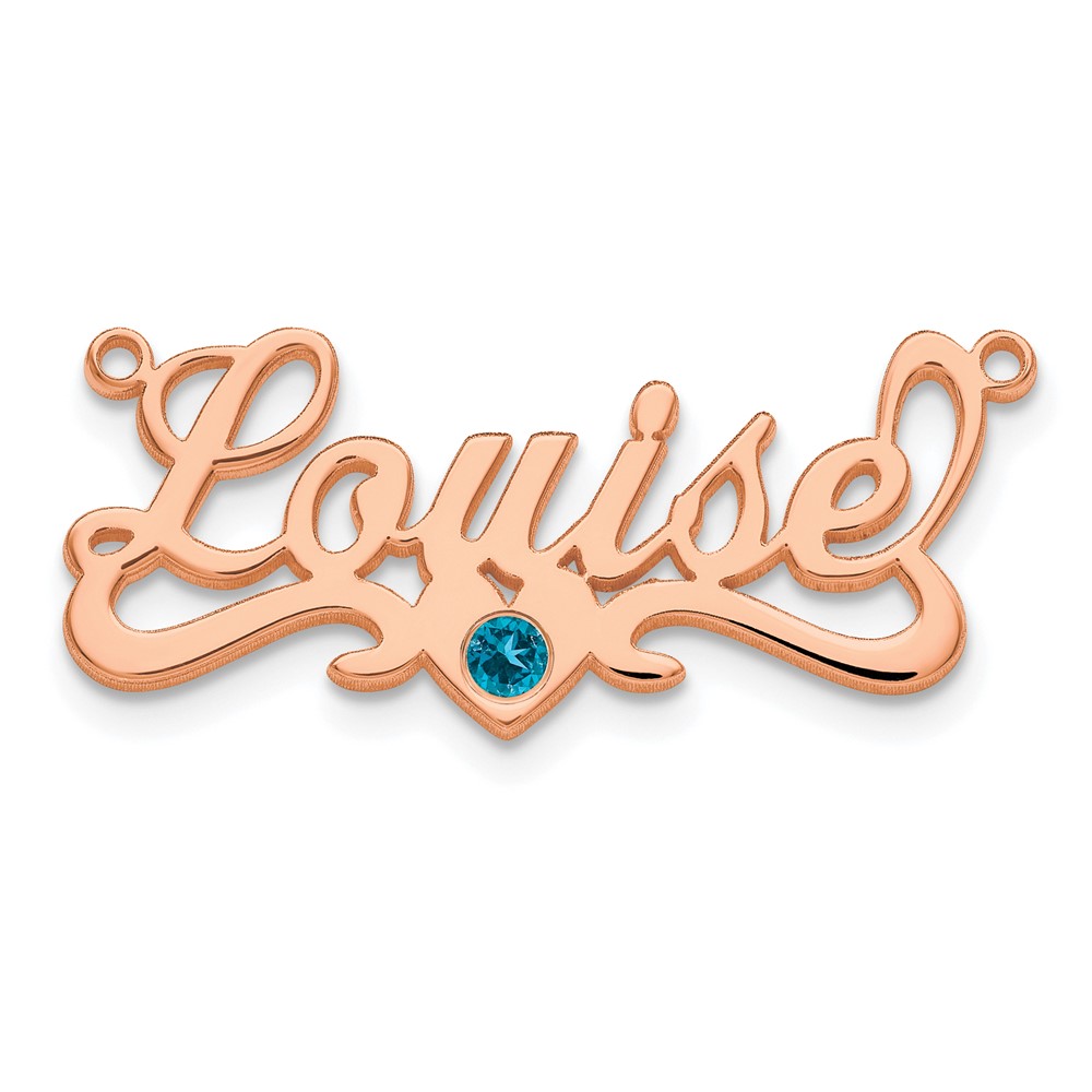 Sterling Silver/Rose-plated Polished Birthstone with Heart Name Plate
