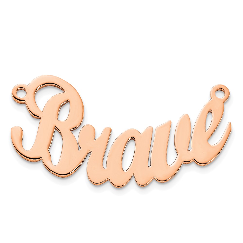 Sterling Silver/Rose-plated Polished Curved Script MT Font Name Plate