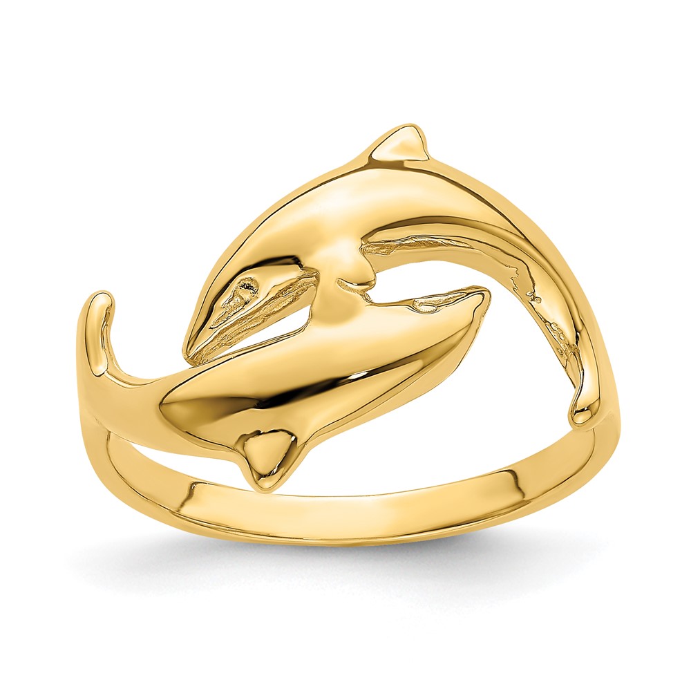 14k Double Dolphin Ring