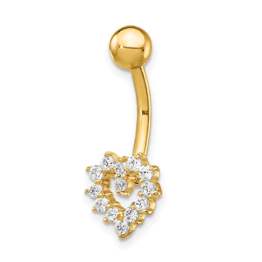 14k CZ Heart Belly Ring