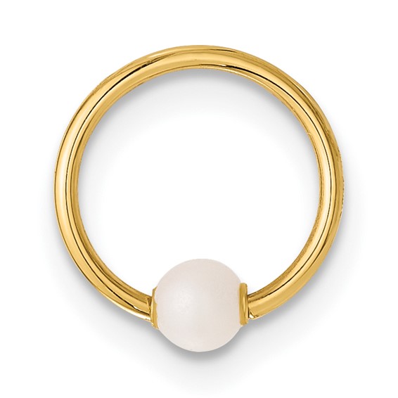 14K 18 Gauge Polished Imitation Pearl Cartilage Ring