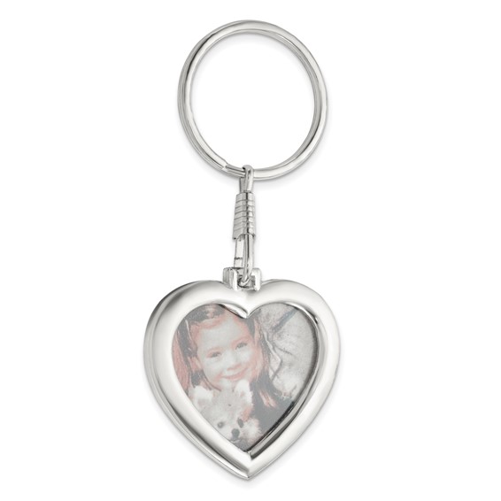 Silver-tone Heart 1x1 Inch Photo Frame Key Ring
