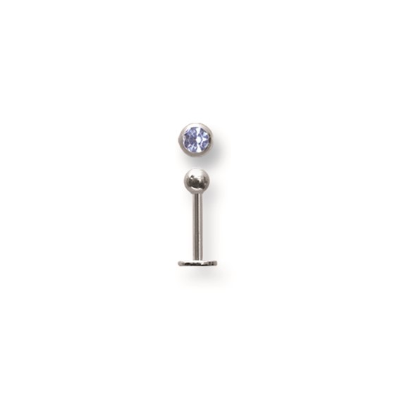 SGSS Labret w Gem Balls 16G (1.3mm) 5/16" (8mm) Long w 3mm gem ball end