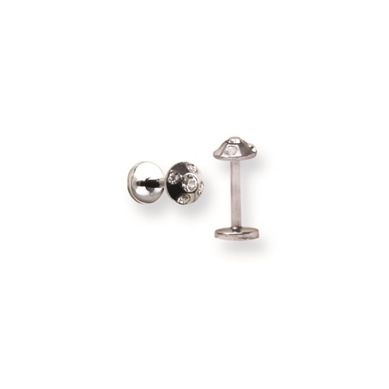 316L SRG GR SSTL 16G 5/16in.with 6mm 5-Clear CZs Cone Labret