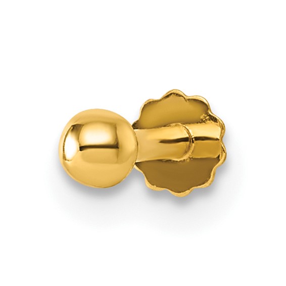 14K Polished 3mm Ball 16 Gauge Labret Stud