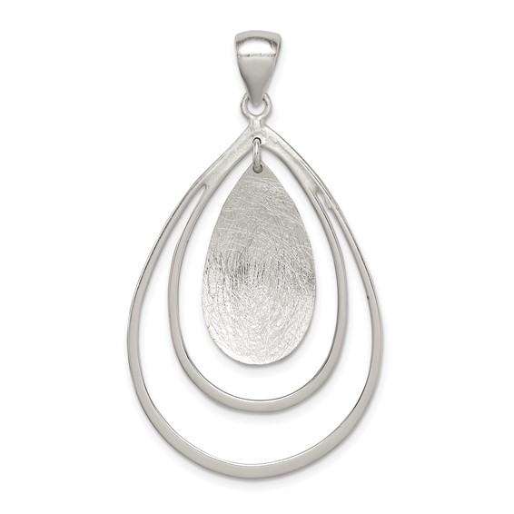 Sterling Silver Polished and Textured Teardrop Pendant