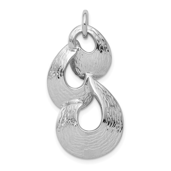 Sterling Silver Rhodium-plated Polished and Satin Drop Pendant