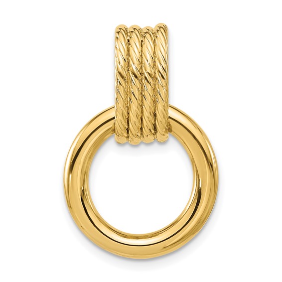 Leslie's 14K Polished and Textured Circle Pendant