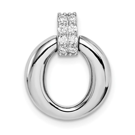 Sterling Silver Rhodium Plated Fancy CZ Pendant