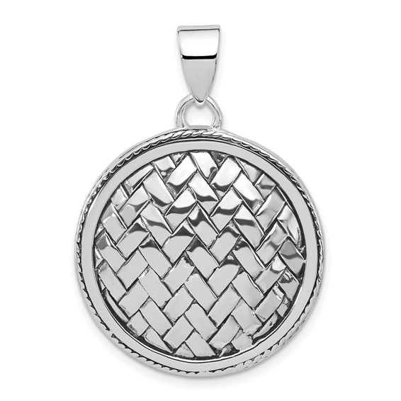 Sterling Silver Polished Antiqued and Woven Circle Pendant