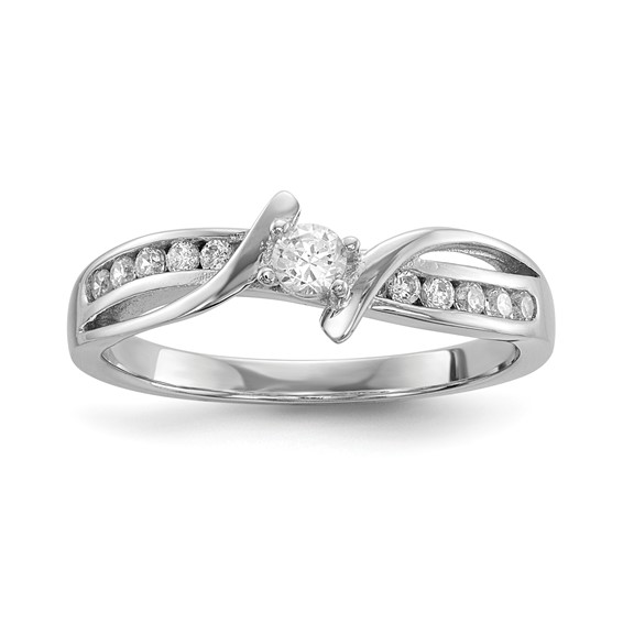 Sterling Silver Rhodium-plated CZ Fashion Ring