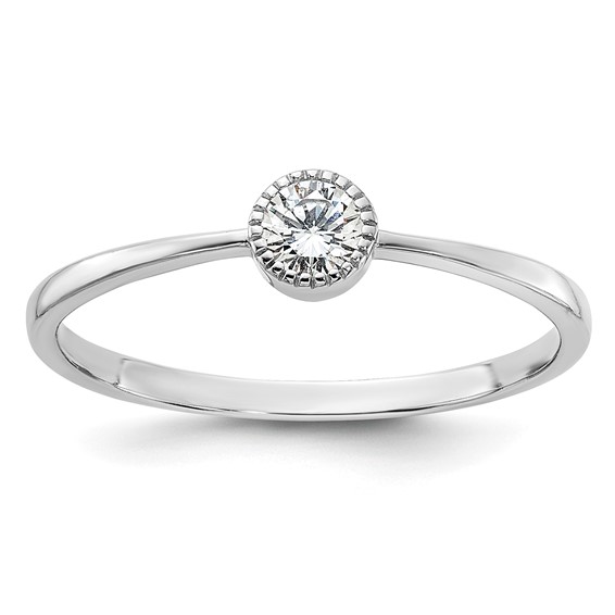 Sterling Silver Rhodium-plated Fancy CZ Ring