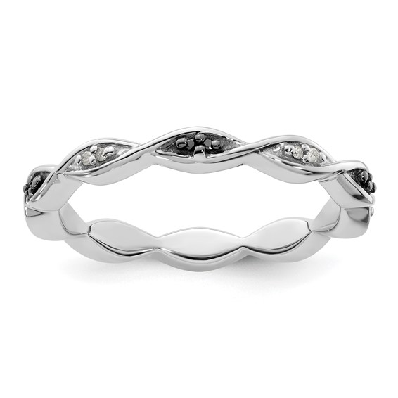 Sterling Silver Stackable Expressions Black and White Diamond Ring