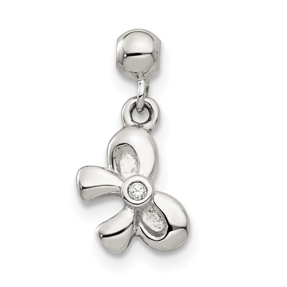Mio Memento Sterling Silver Swarovski Crystal Dangle Bow Charm
