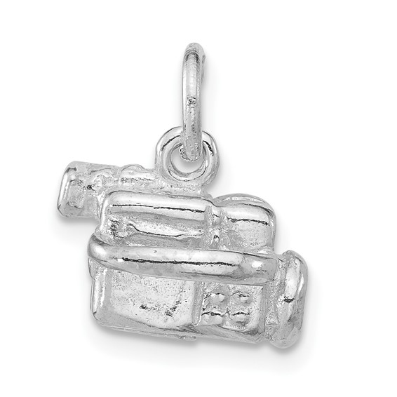 Sterling Silver Polished 3-D Video Camera Pendant
