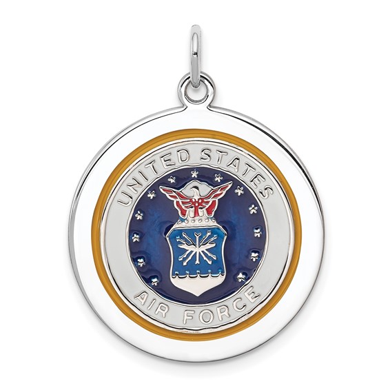 Sterling Silver Rhodium-plated US Air Force Disc