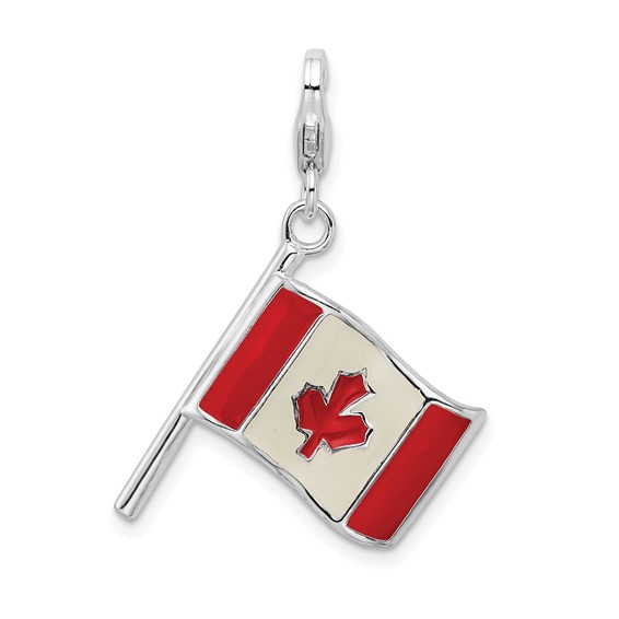 SS RH 3-D Enameled Canadian Flag with Lobster Clasp Charm