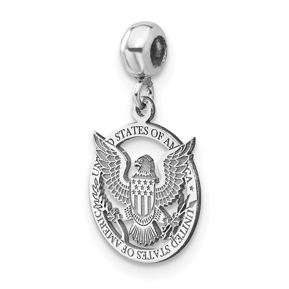 Sterling Silver Rhodium-plated MeMi American Seal Charm