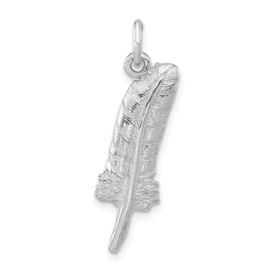 Sterling Silver Polished and Textured Feather Pendant
