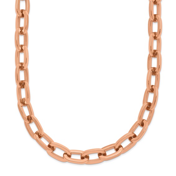 Chisel Stainless Steel Polished Rose IP-plated 16 inch Plus a 2.5 inch Extension Cable Link Necklace