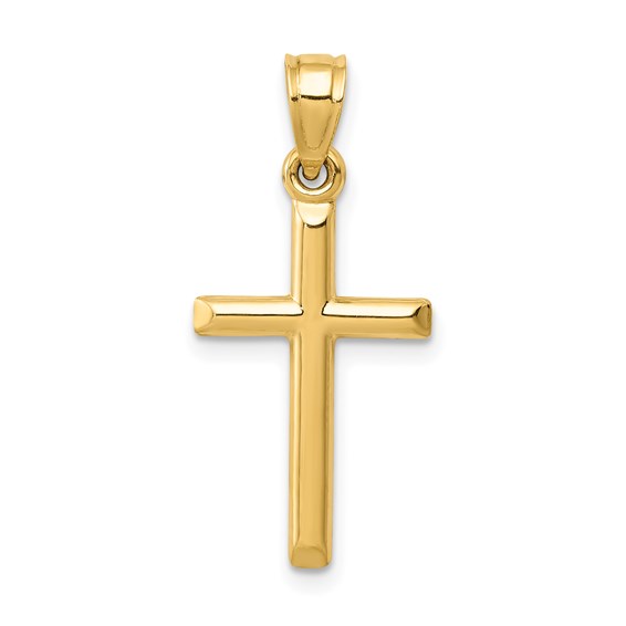 14ky Polished Hollow Cross Pendant